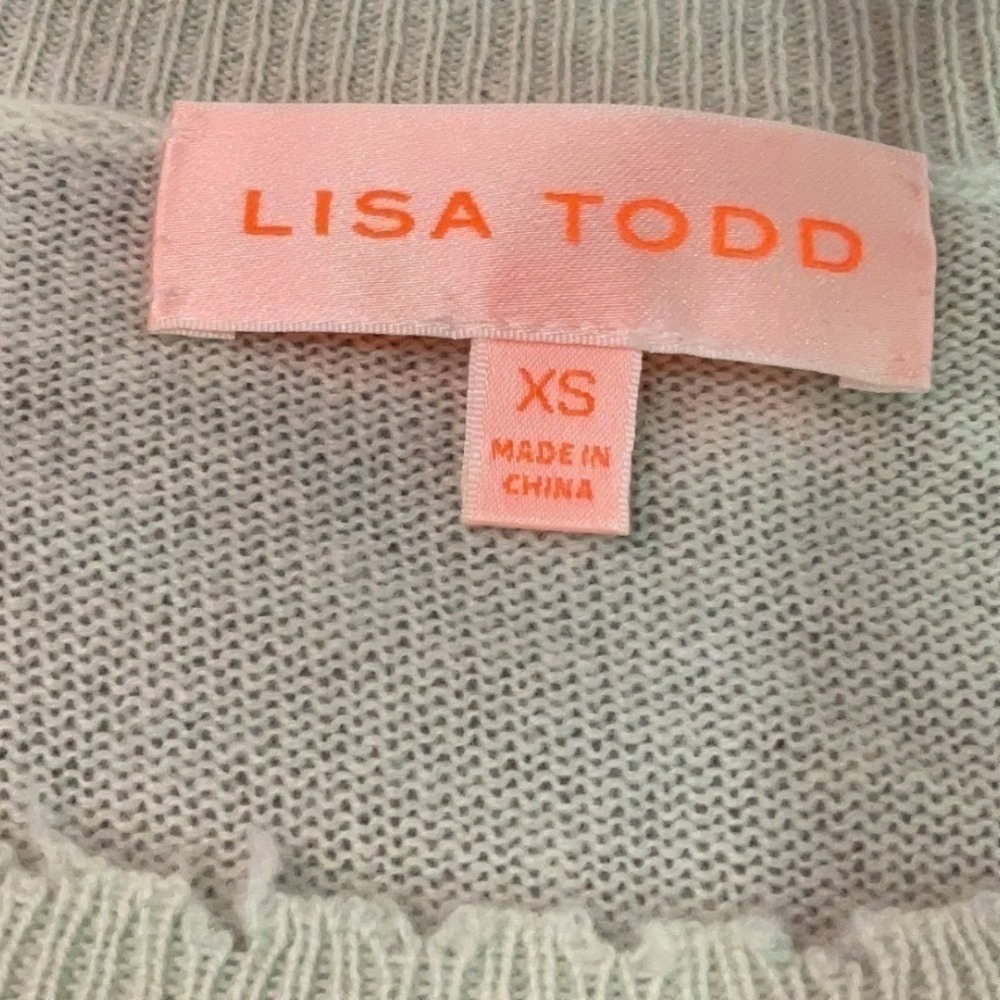 Lisa Todd 100% Cashmere Sweater Blue Green Ombre Pointelle Crewneck Chic Size XS - Picture 12 of 14